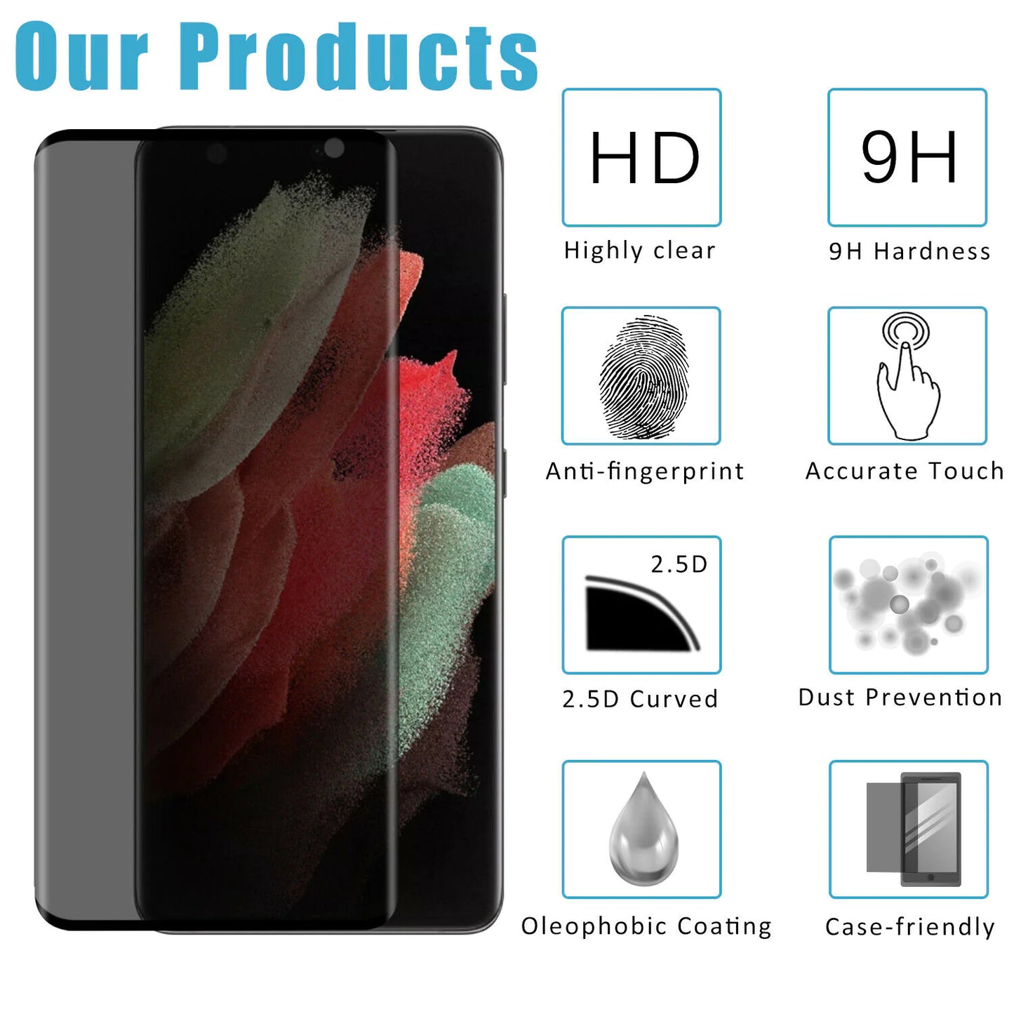 Privacy Tempered Glass Screen Protector For Samsung Galaxy S23 S22 Ultra Plus