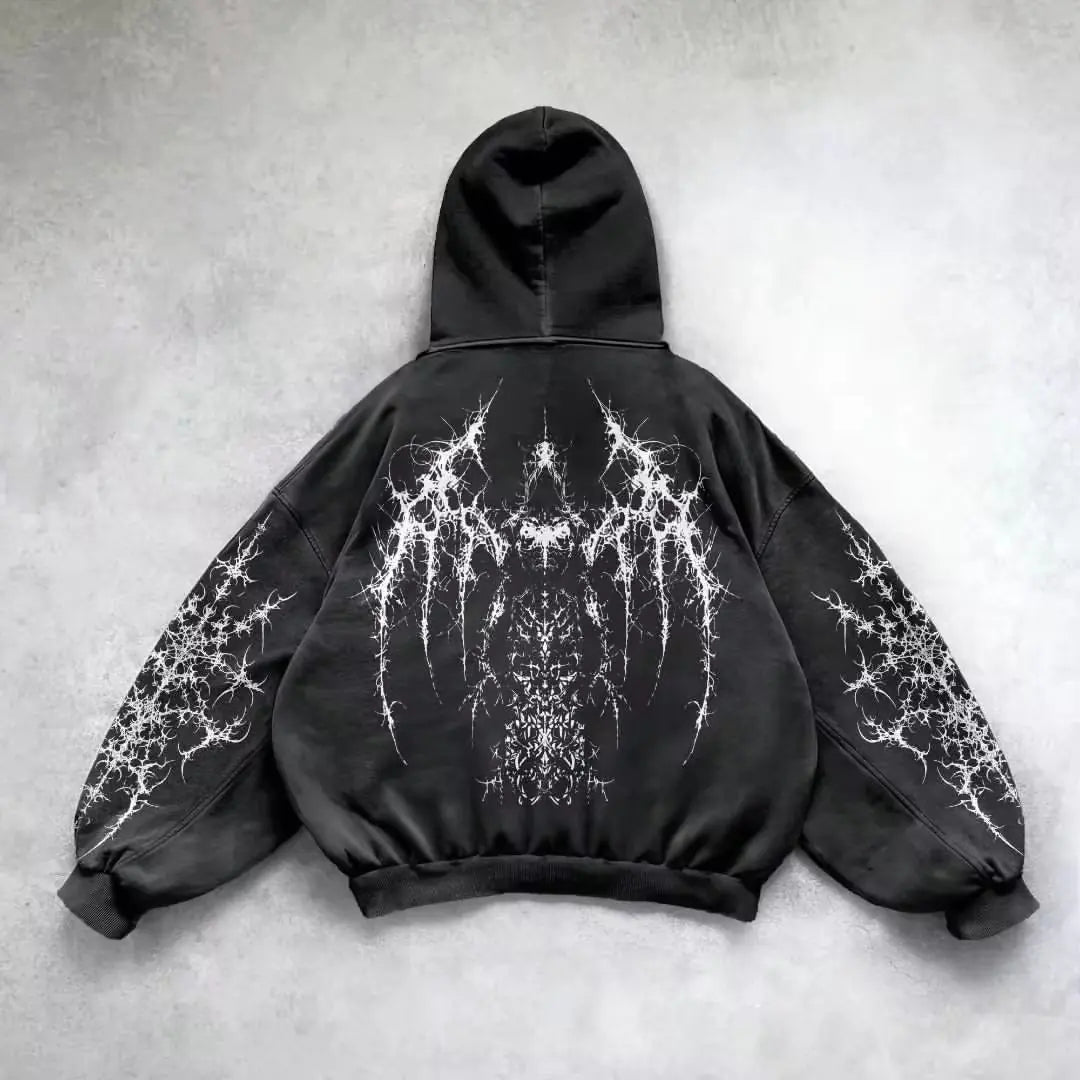 gothic print washable hoodie Man New