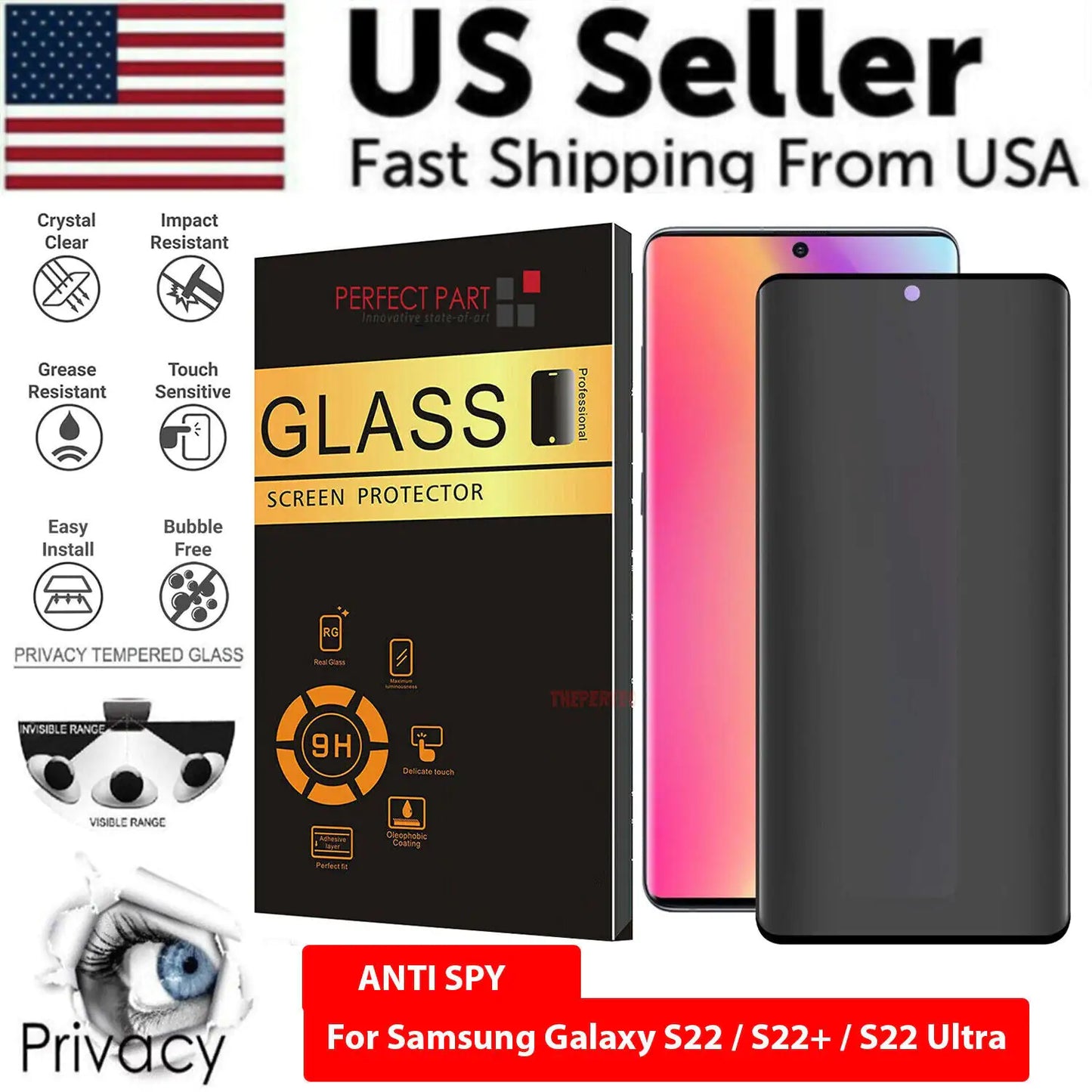 Privacy Tempered Glass Screen Protector For Samsung Galaxy S23 S22 Ultra Plus