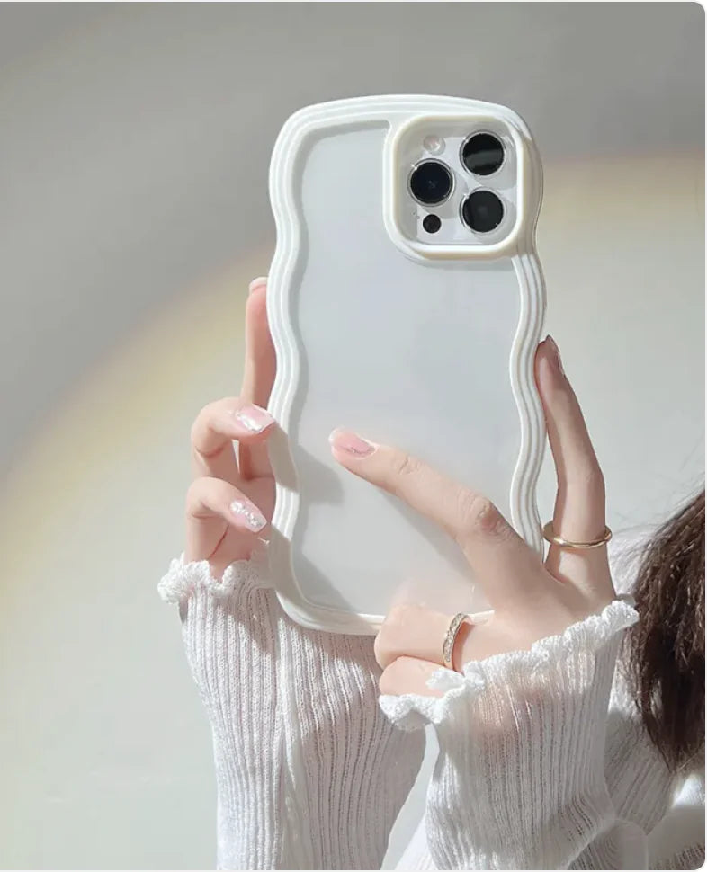 Wave Border Mobile Phone Case Solid Color Simple Candy Color