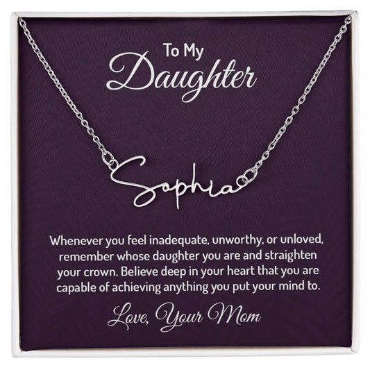 Signature Name Necklace - For Daughter From Mom