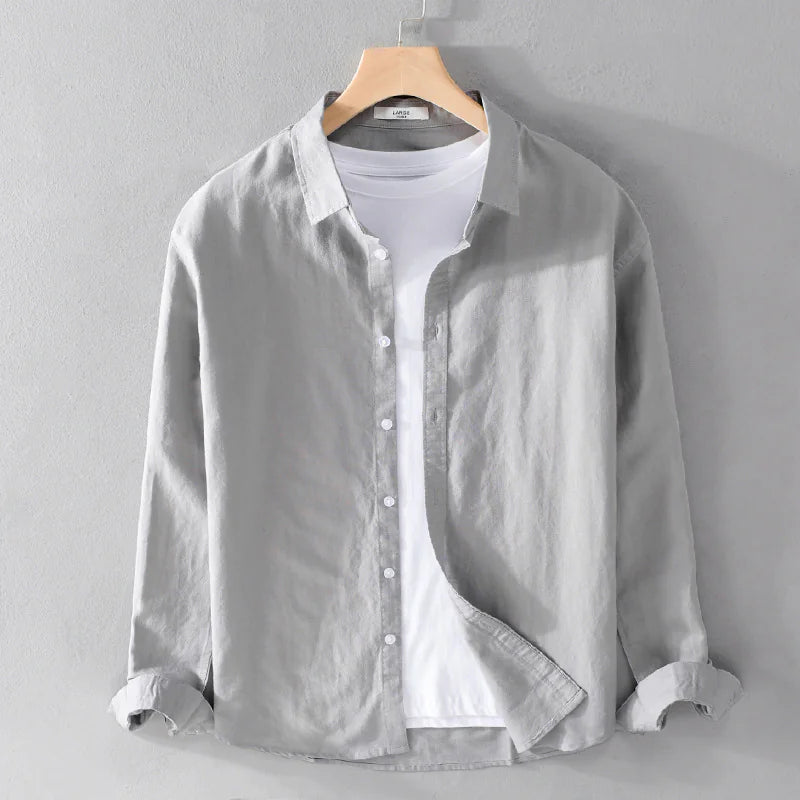 Men's Cotton-Linen Long Sleeve Shirt