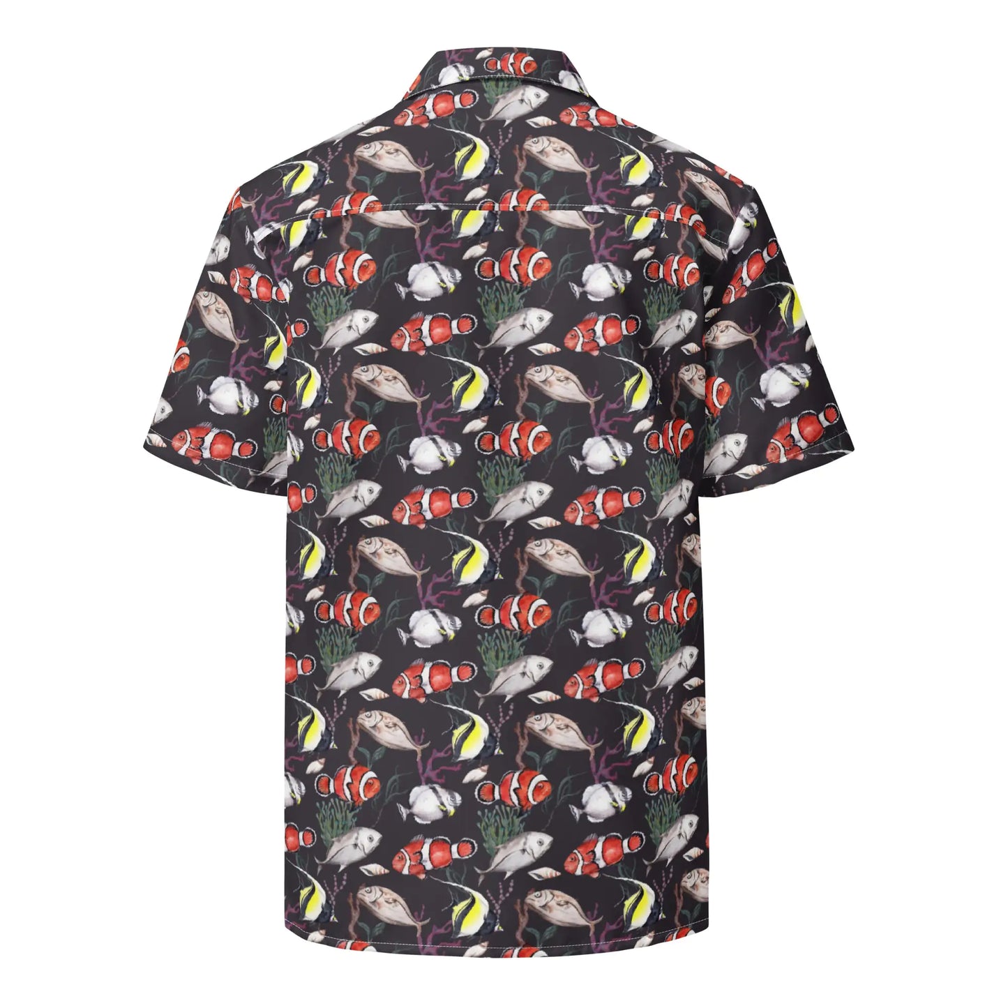 Murky Reef Tropical Saltwater Fish Hawaiian Button Shirt: Dive into Underwater Elegance!