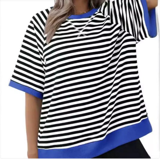 Women's Casual Versatile Striped Loose T-shirt