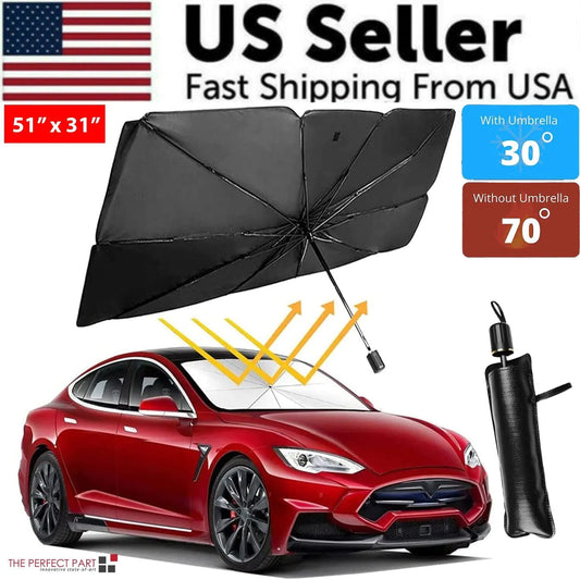 51" Car Windshield Sun Shade Foldable Umbrella Front Window Cover Visor Umbrella