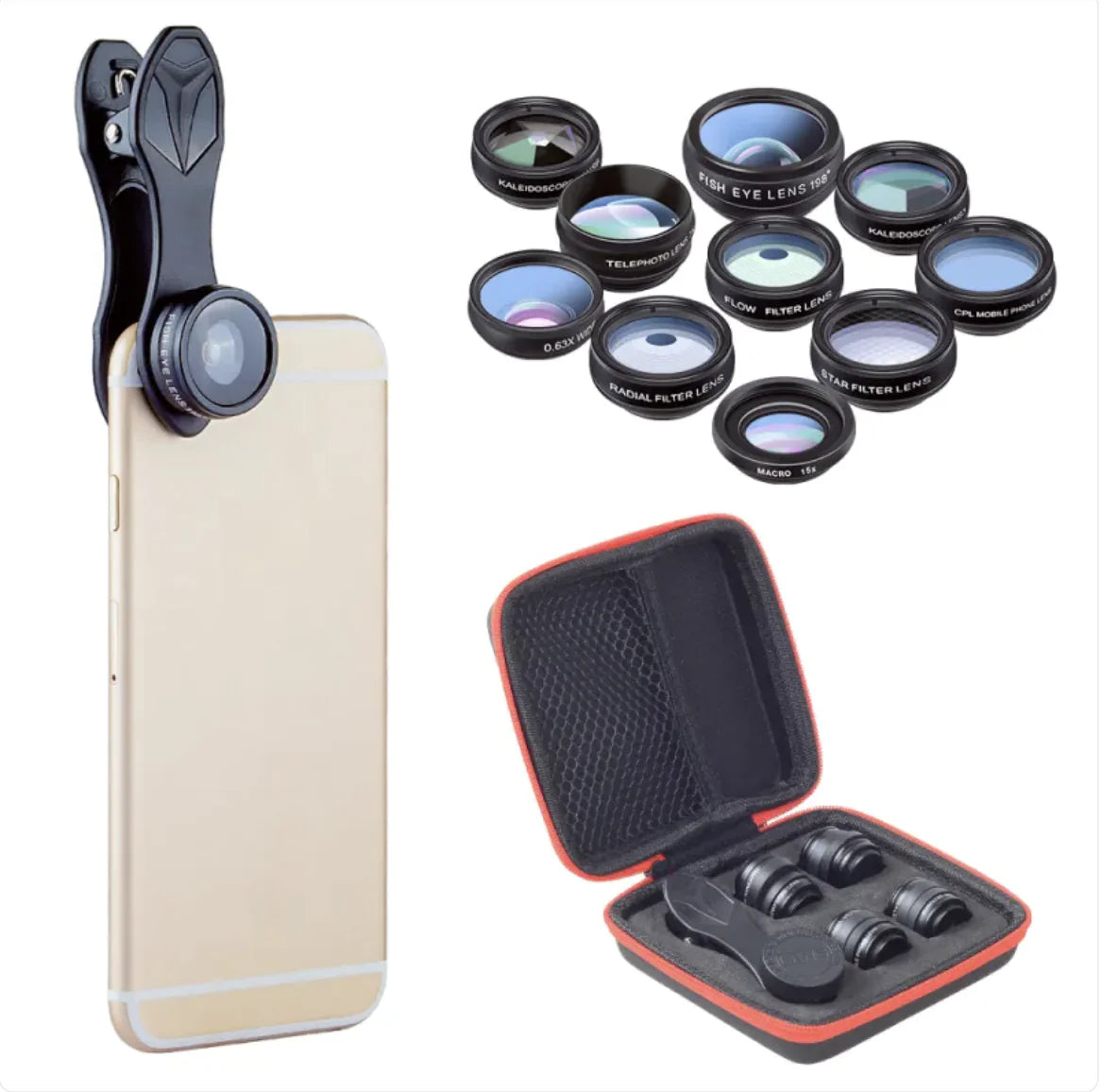 Multi-Function Fisheye, Wide-Angle, Macro, and Zoom Lens Filter Set