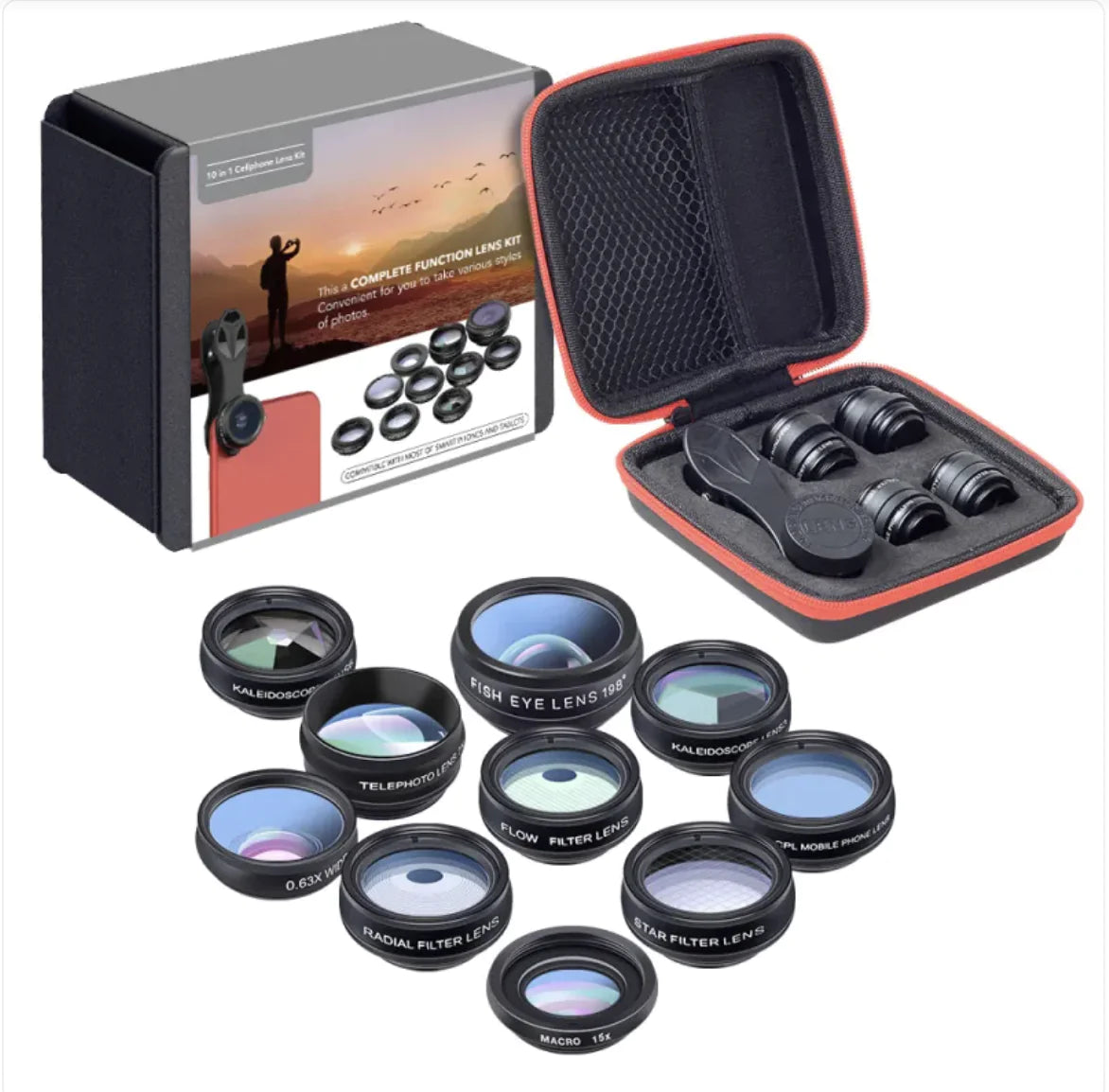 Multi-Function Fisheye, Wide-Angle, Macro, and Zoom Lens Filter Set