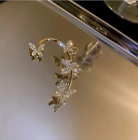 Korean Diamond Butterfly Ear Hook Clip